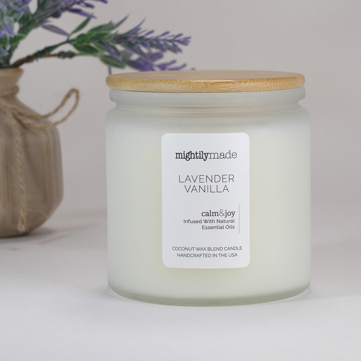 Lavender Vanilla Scented Candle With Decor