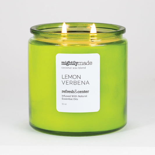 Lemon Verbena Coconut Wax Candle - Lit