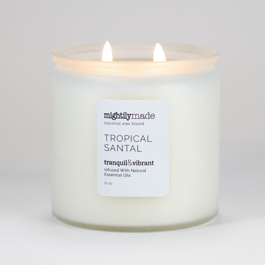 Tropical Santal Coconut Wax Candle - Lit